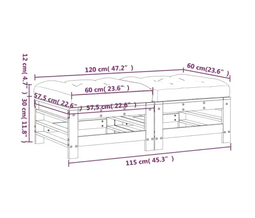 Dārza Soliņi Ar Matračiem, 2 Gab., Impregnēts Priedes Masīvkoks Vidaxl