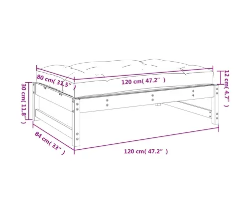 Dārza Kājsoliņš, Balts, 120X80 Cm, Priedes Masīvkoks Vidaxl