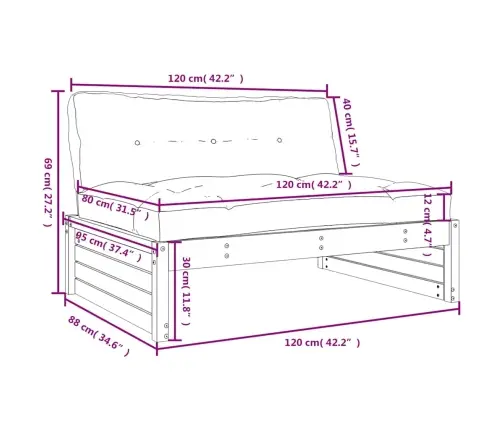 Vidējais Dīvāns, 120X80 Cm, Priedes Masīvkoks Vidaxl Vidējais Dīvāns, 120X80 Cm, Priedes Masīvkoks Vidaxl