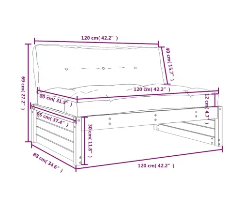 Vidurinė Sofos Dalis, Medaus Ruda, 120X80cm Pušies Masyvas