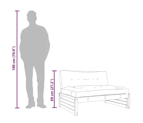 Vidurinė Sofos Dalis, Medaus Ruda, 120X80cm Pušies Masyvas