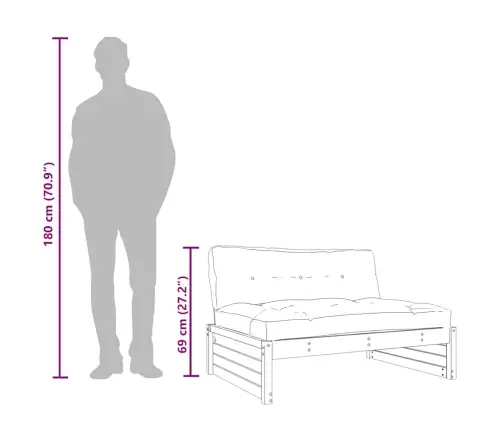 Keskmine Diivaniosa, Must, 120 X 80 cm Männipuit