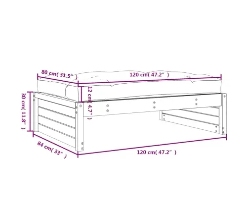 Dārza Kājsoliņš, 120X80 Cm, Priedes Masīvkoks, Balts Vidaxl
