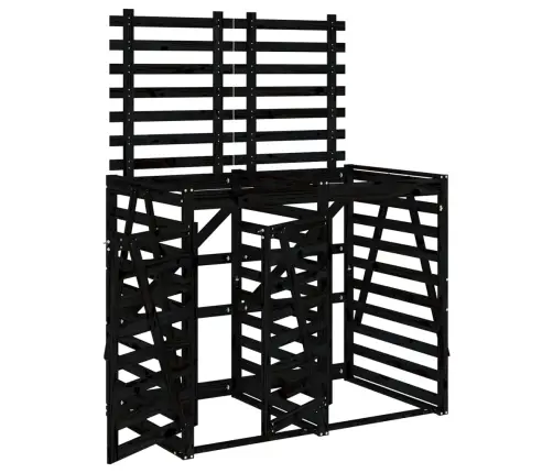 2 Atkritumu Tvertņu Nojume, Melna, Priedes Masīvkoks Vidaxl