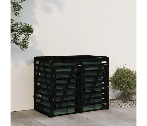 2 Atkritumu Tvertņu Nojume, Melna, Priedes Masīvkoks Vidaxl