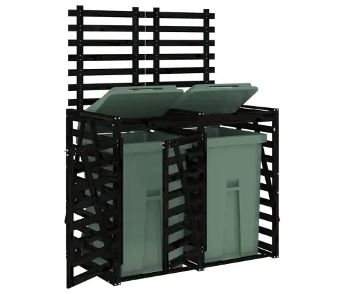 2 Atkritumu Tvertņu Nojume, Melna, Priedes Masīvkoks Vidaxl