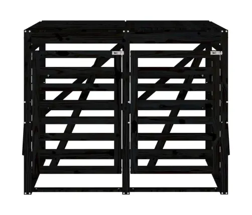 2 Atkritumu Tvertņu Nojume, Melna, Priedes Masīvkoks Vidaxl