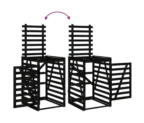 2 Atkritumu Tvertņu Nojume, Melna, Priedes Masīvkoks Vidaxl