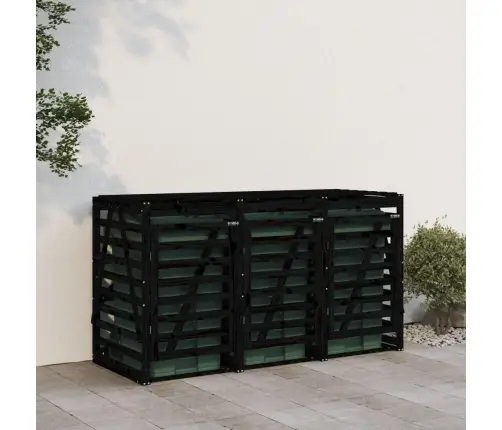 3 Atkritumu Tvertņu Nojume, Melna, Priedes Masīvkoks Vidaxl