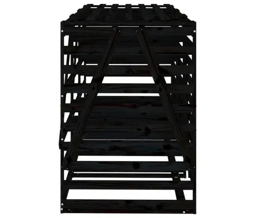 3 Atkritumu Tvertņu Nojume, Melna, Priedes Masīvkoks Vidaxl