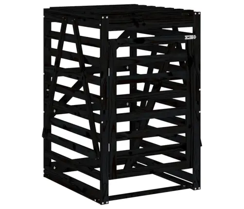 3 Atkritumu Tvertņu Nojume, Melna, Priedes Masīvkoks Vidaxl