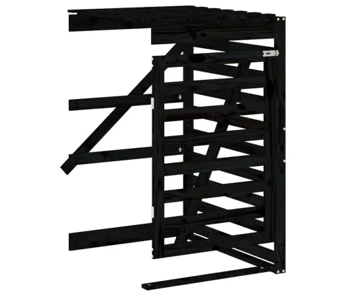 3 Atkritumu Tvertņu Nojume, Melna, Priedes Masīvkoks Vidaxl