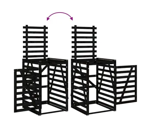 3 Atkritumu Tvertņu Nojume, Melna, Priedes Masīvkoks Vidaxl