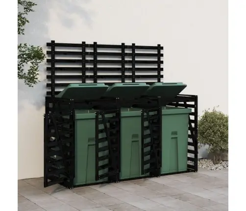 3 Atkritumu Tvertņu Nojume, Melna, Priedes Masīvkoks Vidaxl