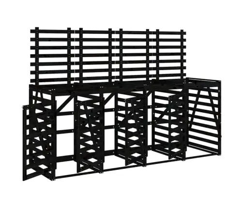 Keturvietė Konteinerių Pastogė, Juoda, Pušies Medienos Masyvas