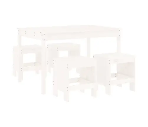 5-Daļīgs Dārza Mēbeļu Komplekts, Priedes Masīvkoks, Balts Vidaxl