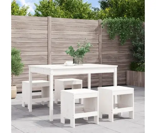 5-Daļīgs Dārza Mēbeļu Komplekts, Priedes Masīvkoks, Balts Vidaxl