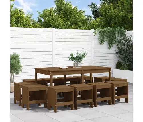 17-Daļīgs Dārza Mēbeļu Komplekts, Priedes Masīvk3Ks,Medus Brūns Vidaxl