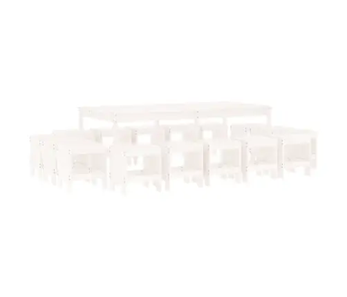 17-Osaline Aia Söögimööbli Komplekt, Valge, Männipuit