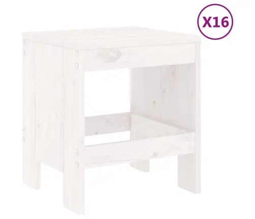 17-Osaline Aia Söögimööbli Komplekt, Valge, Männipuit