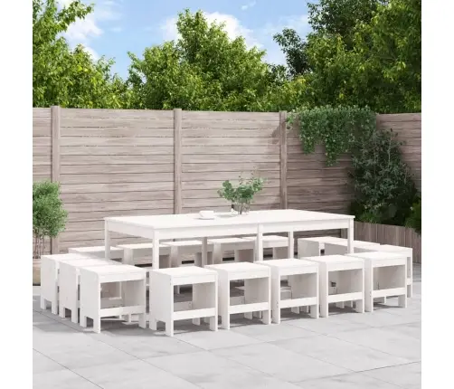 17-Osaline Aia Söögimööbli Komplekt, Valge, Männipuit