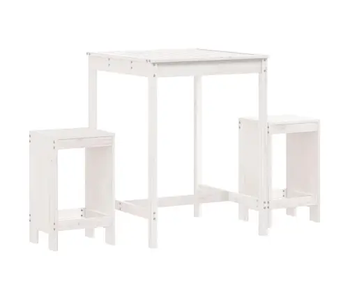 3-Daļīgs Dārza Bāra Mēbeļu Komplekts, Priedes Masīvkoks, Balts Vidaxl