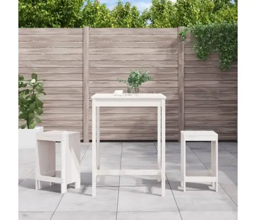 3-Daļīgs Dārza Bāra Mēbeļu Komplekts, Priedes Masīvkoks, Balts Vidaxl