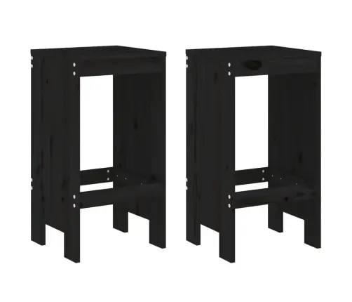 Sodo Baro Baldų Komplektas, 3 Dalių, Juodas, Pušies Masyvas