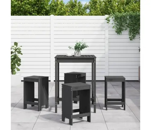 5-Daļīgs Dārza Bāra Mēbeļu Komplekts, Priedes Masīvkoks, Pelēks Vidaxl