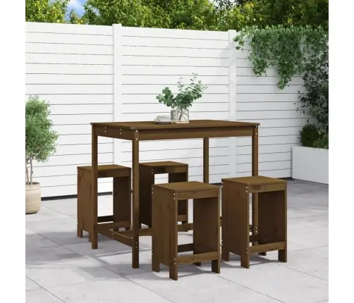 5-Daļīgs Bāra Mēbeļu Komplekts, Priedes Masīvkoks, Medus Brūns Vidaxl