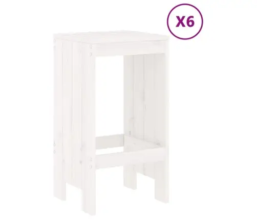 7-Daļīgs Dārza Bāra Mēbeļu Komplekts, Priedes Masīvkoks, Balts Vidaxl