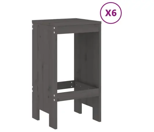 Sodo Baro Baldų Komplektas, 7 Dalių, Pilkas, Pušies Masyvas