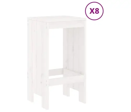 Sodo Baro Baldų Komplektas, 9 Dalių, Baltas, Pušies Masyvas