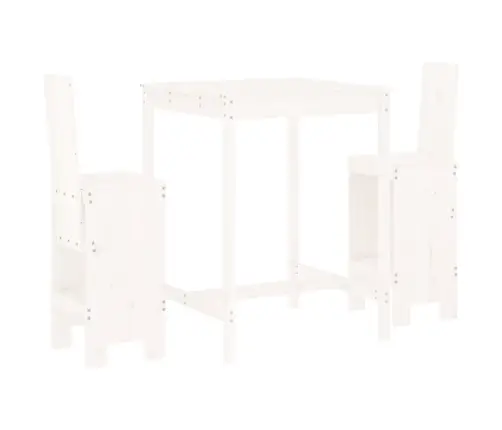 3-Daļīgs Dārza Bāra Mēbeļu Komplekts, Priedes Masīvkoks, Balts Vidaxl