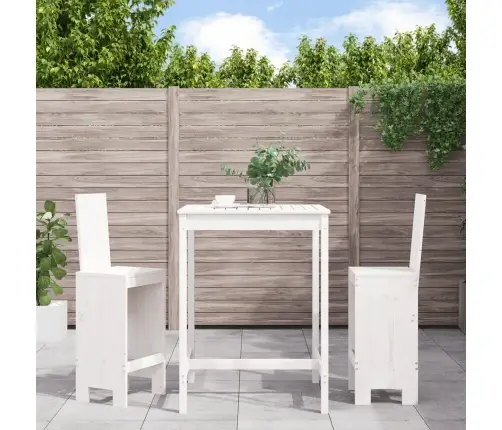 3-Daļīgs Dārza Bāra Mēbeļu Komplekts, Priedes Masīvkoks, Balts Vidaxl