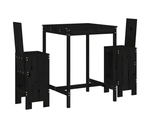 3-Osaline Aia Baarikomplekt, Must, Männipuit