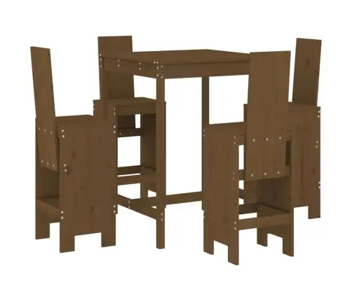 5-Daļīgs Bāra Mēbeļu Komplekts, Priedes Masīvkoks, Medus Brūns Vidaxl