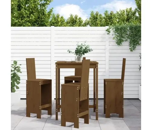 5-Daļīgs Bāra Mēbeļu Komplekts, Priedes Masīvkoks, Medus Brūns Vidaxl