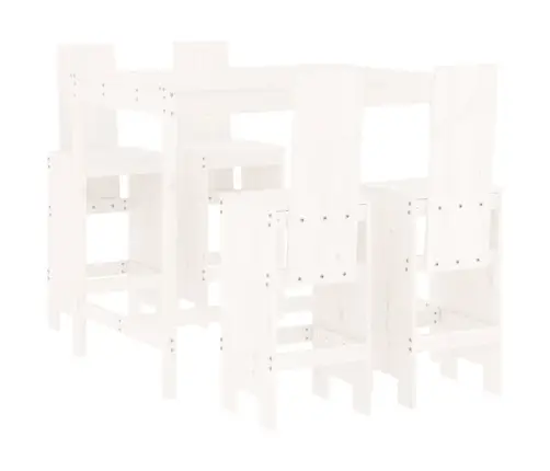 5-Daļīgs Dārza Bāra Mēbeļu Komplekts, Priedes Masīvkoks, Balts Vidaxl