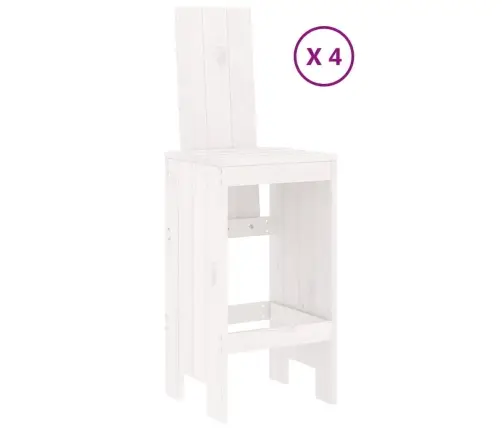 5-Daļīgs Dārza Bāra Mēbeļu Komplekts, Priedes Masīvkoks, Balts Vidaxl