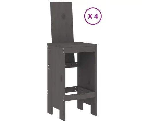 Sodo Baro Baldų Komplektas, 5 Dalių, Pilkas, Pušies Masyvas