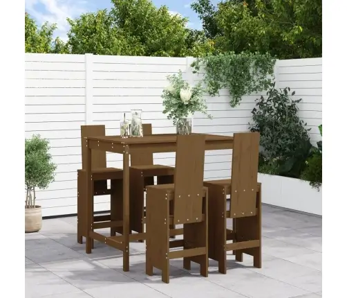 5-Daļīgs Bāra Mēbeļu Komplekts, Priedes Masīvkoks, Medus Brūns Vidaxl