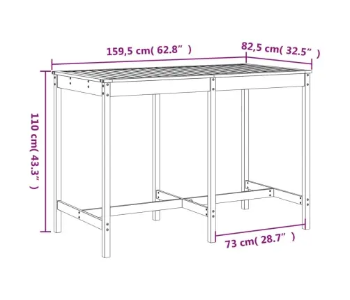 7-Daļīgs Dārza Bāra Mēbeļu Komplekts, Priedes Masīvkoks, Balts Vidaxl