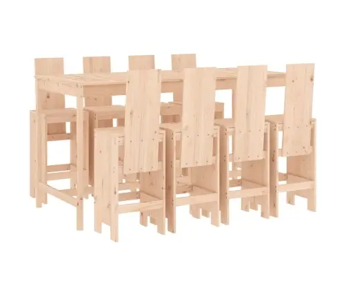 9-Daļīgs Dārza Bāra Mēbeļu Komplekts, Priedes Masīvkoks Vidaxl