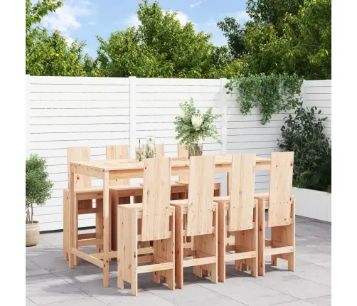 9-Daļīgs Dārza Bāra Mēbeļu Komplekts, Priedes Masīvkoks Vidaxl