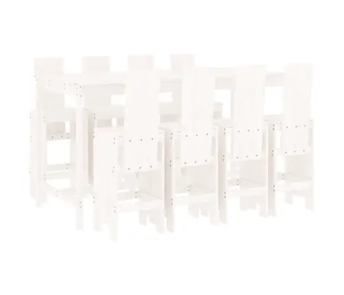 Sodo Baro Baldų Komplektas, 9 Dalių, Baltas, Pušies Masyvas