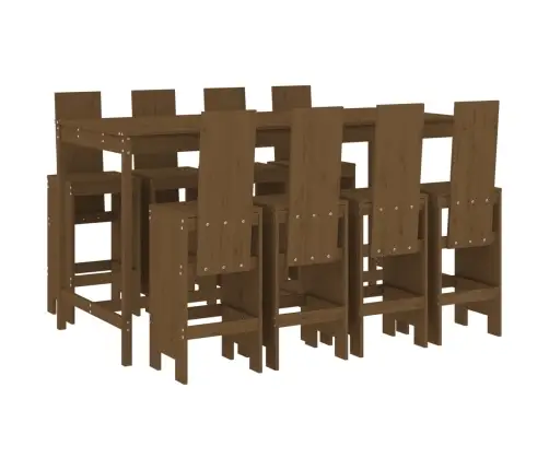 9-Daļīgs Bāra Mēbeļu Komplekts, Priedes Masīvkoks, Medus Brūns Vidaxl