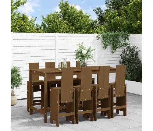 9-Daļīgs Bāra Mēbeļu Komplekts, Priedes Masīvkoks, Medus Brūns Vidaxl