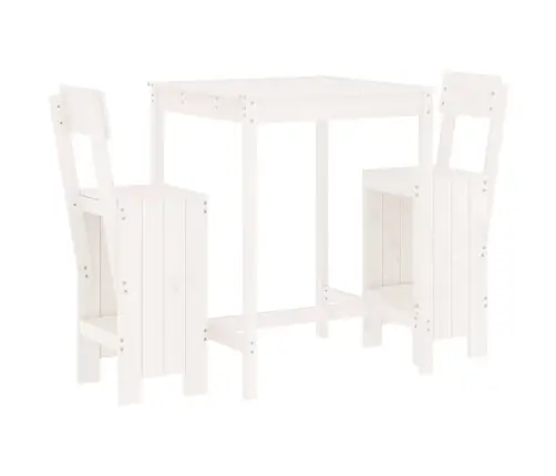 3-Daļīgs Dārza Bāra Mēbeļu Komplekts, Priedes Masīvkoks, Balts Vidaxl