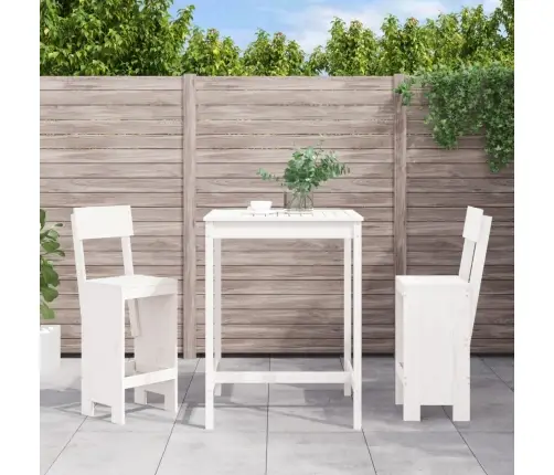 3-Daļīgs Dārza Bāra Mēbeļu Komplekts, Priedes Masīvkoks, Balts Vidaxl